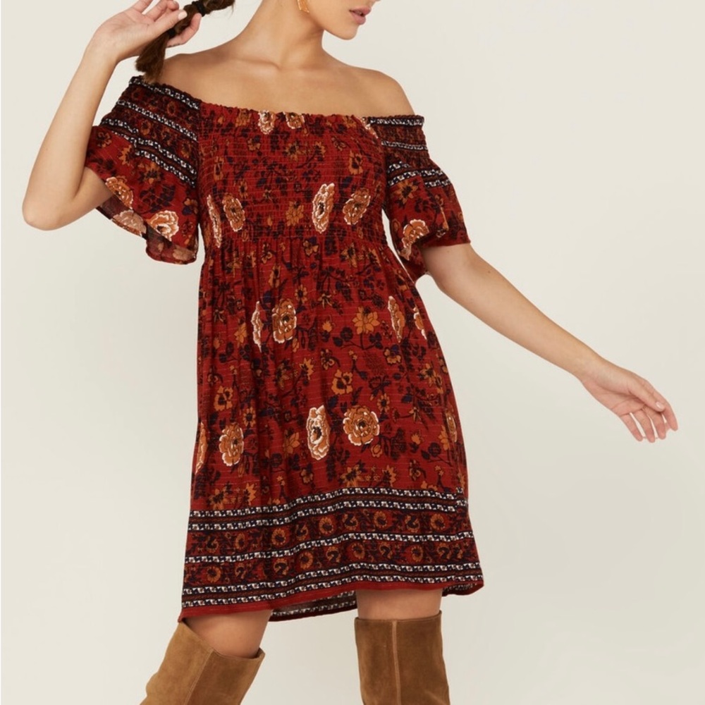 Exhilaration off the shoulder floral dress size S